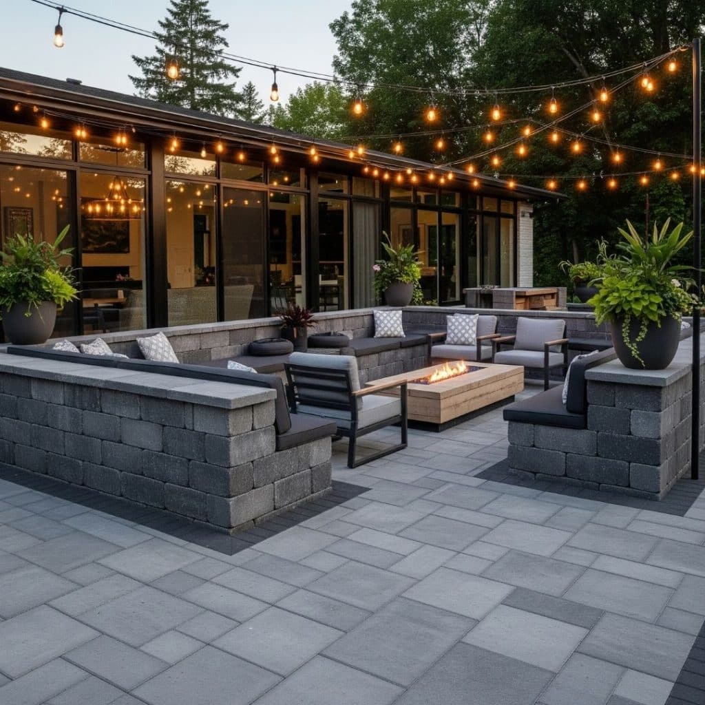 Backyard area with stone paving