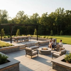 family enjoying time on their patio