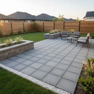 patio pavers in a backyard