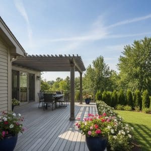new deck installation with a pergola