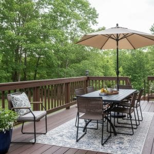 new deck with a railing for a residential property
